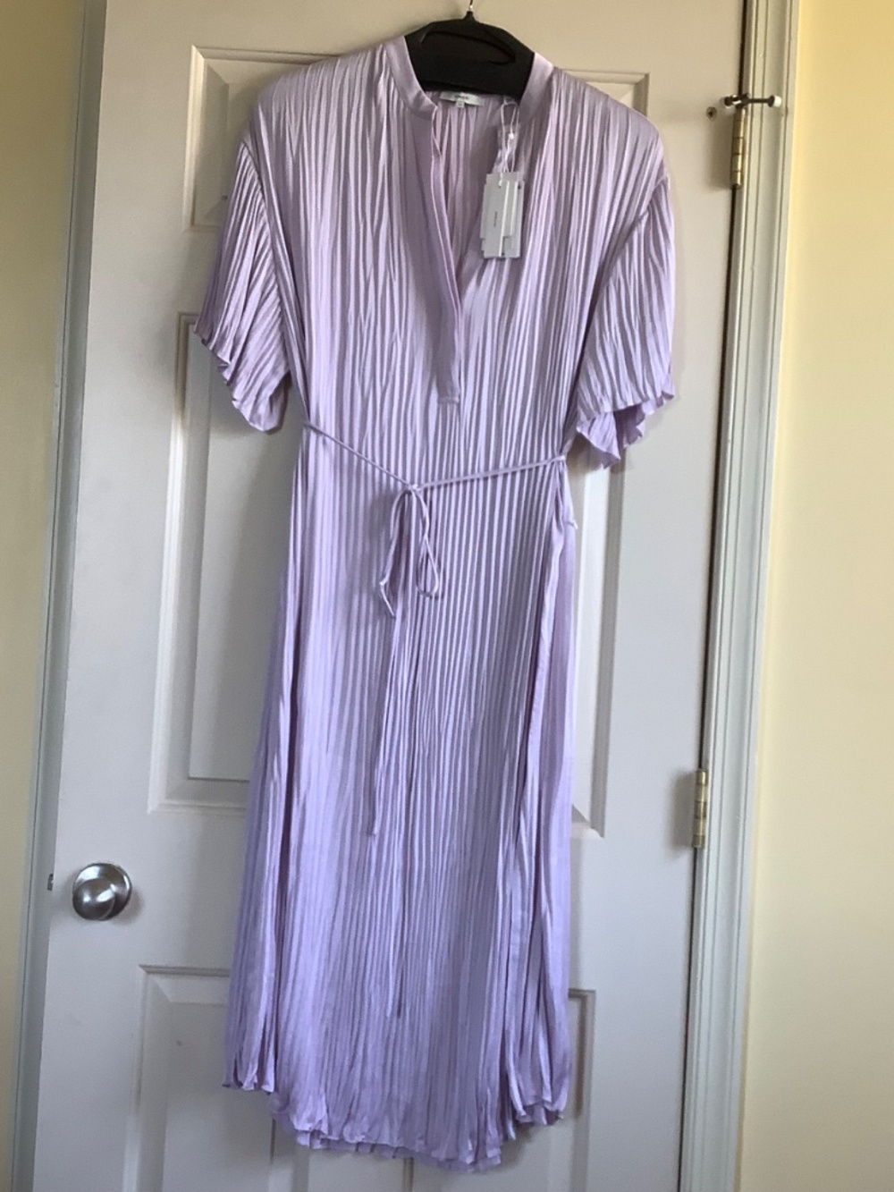 Vince Crushed Satin Midi Dress Violetta Light Violet SZ 1X - Picture 4 of 16